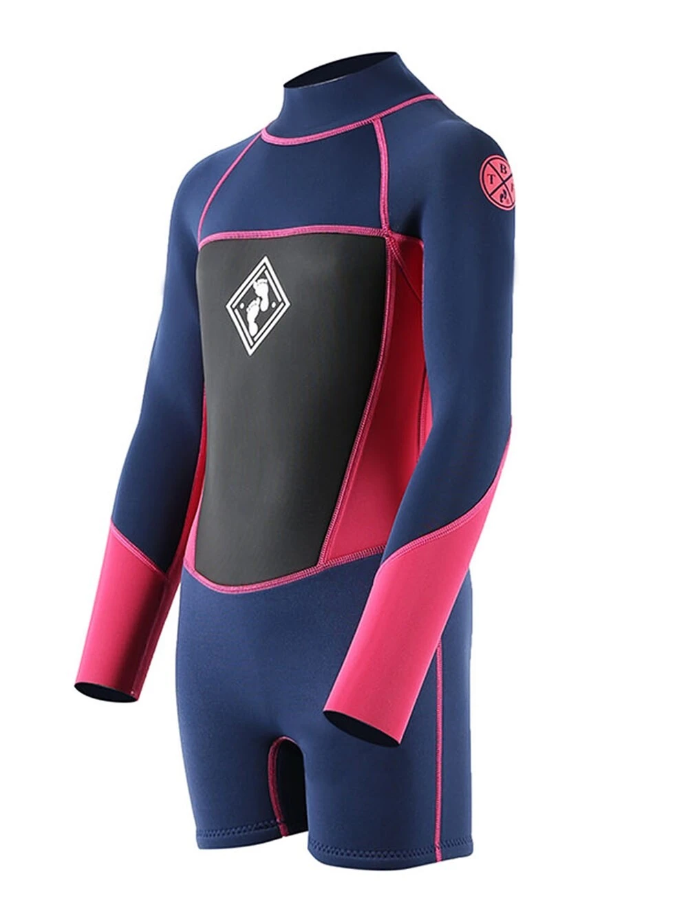 Two Bare Feet Squadron 3/2mm Short Leg Spring Junior Wetsuit (Blue/Fuchsia) 2 Two Bare Feet Squadron 3/2mm Short Leg Spring Junior Wetsuit (Blue/Fuchsia) - Image 2