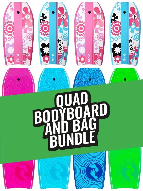 Two Bare Feet Flowers Quad Bodyboard And Bag Bundle (Choice Of 33", 37", 41") 1 Two Bare Feet Flowers Quad Bodyboard And Bag Bundle (Choice Of 33", 37", 41")