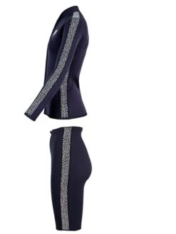 Two Bare Feet Womens Silicone Print Series 2.5mm Wetsuit Jacket & Shorts Set (Black/White) -Ocean Glide Ready 4 33