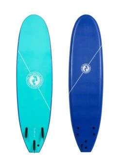 Two Bare Feet Foamy Surfboard & Boardbag Package (6ft, 7ft, 8ft) -Ocean Glide Ready 7ft blue