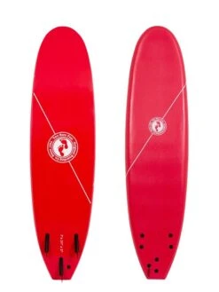 Two Bare Feet Foamy Surfboard & Boardbag Package (6ft, 7ft, 8ft) -Ocean Glide Ready 7ft red