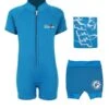 Deluxe Baby Swim Kit - Classic Wetsuit + Nappy Shorts + Towel (Aqua)