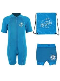 Deluxe Baby Swim Kit - Aquatica Wetsuit + Nappy Shorts + Bag (Aqua)