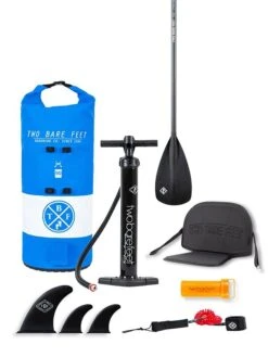 Two Bare Feet Sport Air (Allround) 10'6" X 33" X 4.75" Inflatable SUP Deluxe Carbon Hybrid Pack (Blue) -Ocean Glide Ready carbon hybrid blue