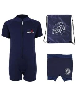Deluxe Baby Swim Kit - Classic Wetsuit + Nappy Shorts + Bag (Blue)