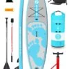 Two Bare Feet Entradia (Allround XL) 10'10" X 34" X 6" Inflatable SUP Deluxe Carbon Hybrid Pack (Aqua)