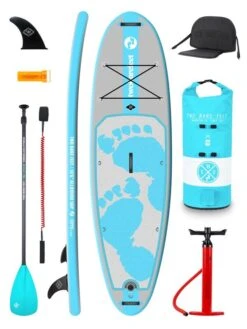 Two Bare Feet Entradia (Allround) 10'6" X 34" X 4.75" Inflatable SUP Deluxe Fibreglass Hybrid Pack (Aqua)