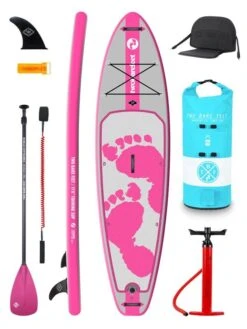 Two Bare Feet Entradia (Touring) 11'6" X 34" X 6" Inflatable SUP Deluxe Fibreglass Hybrid Pack (Pink)