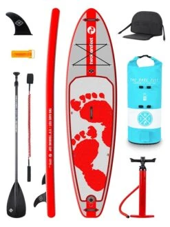 Two Bare Feet Entradia (Touring) 11'6" X 34" X 6" Inflatable SUP Deluxe Carbon Hybrid Pack (Red)