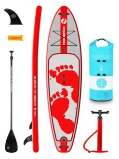 Two Bare Feet Entradia (Touring) 11'6" X 34" X 6" Inflatable SUP Starter Pack (Red)