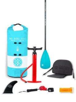 Two Bare Feet Archer (Allround XL) 10'10" X 33" X 6" Inflatable SUP Deluxe Fibreglass Hybrid Pack (Teal) -Ocean Glide Ready fibreglass teal aqua bag 1