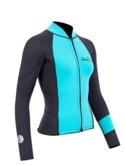 Two Bare Feet Womens Harmony 3mm Long Sleeve Wetsuit Jacket (Mint / Black) -Ocean Glide Ready harmony jacket aqua 8 1