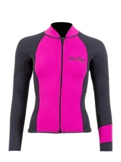 Two Bare Feet Womens Harmony 3mm Long Sleeve Wetsuit Jacket (Raspberry / Black)