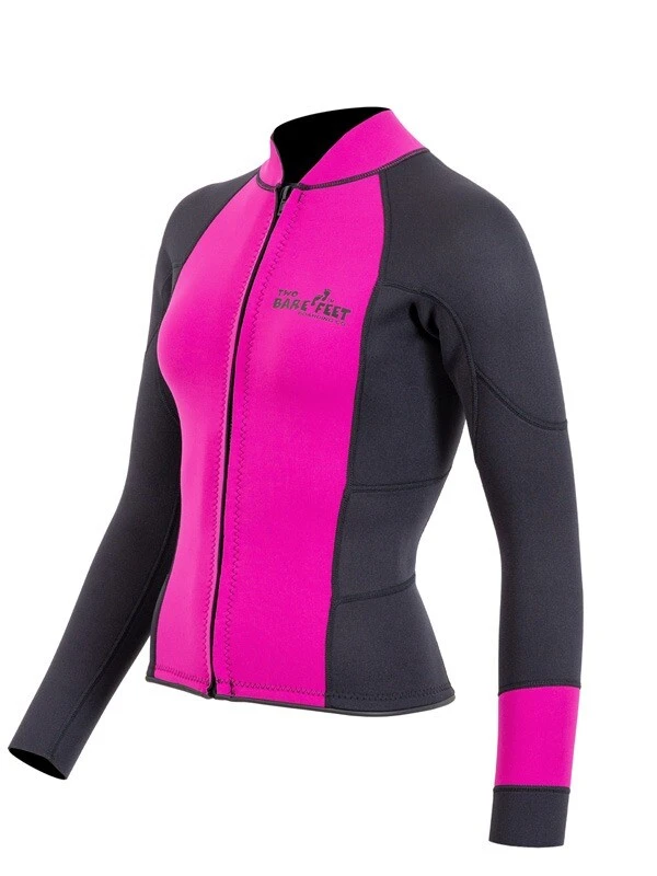 Two Bare Feet Womens Harmony 3mm Long Sleeve Wetsuit Jacket (Raspberry / Black) 2 Two Bare Feet Womens Harmony 3mm Long Sleeve Wetsuit Jacket (Raspberry / Black) - Image 2