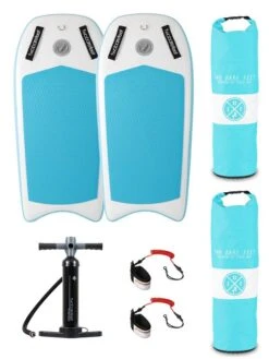 Two Bare Feet Boarding Co. 44" Inflatable Bodyboard Double Pack (Aqua)