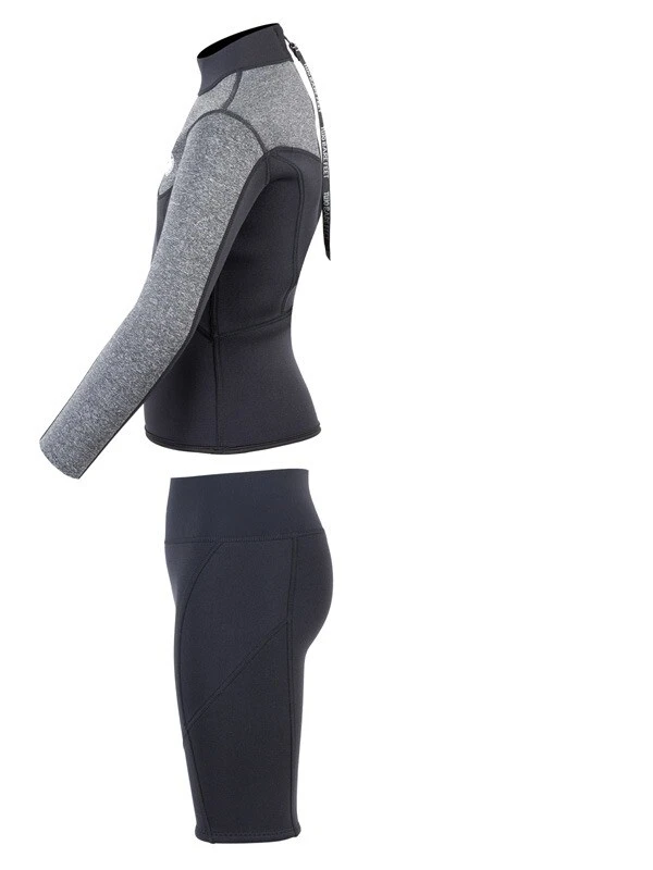 Two Bare Feet Junior Aspect 2.5mm Back Zip Jacket & Shorts Set (Black/Grey) - Image 4