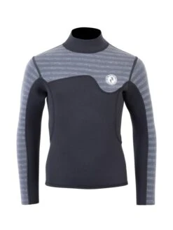 Two Bare Feet Junior Aspect Fleece Lined Zipless Thermal 2.5mm Superstretch Wetsuit Top & Shorts Set (Black/Grey Stripes) -Ocean Glide Ready kids aspect back zip jacket black grey stripe vista shorts 5 1