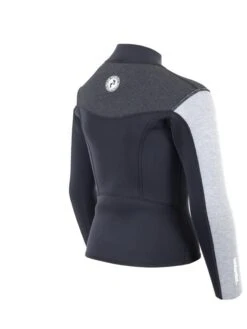 Two Bare Feet Junior Aspect Fleece Lined Zipless Thermal 2.5mm Superstretch Wetsuit Top (Black/Grey/Grey) -Ocean Glide Ready kids aspect fleece lined thermal top black grey grey 6