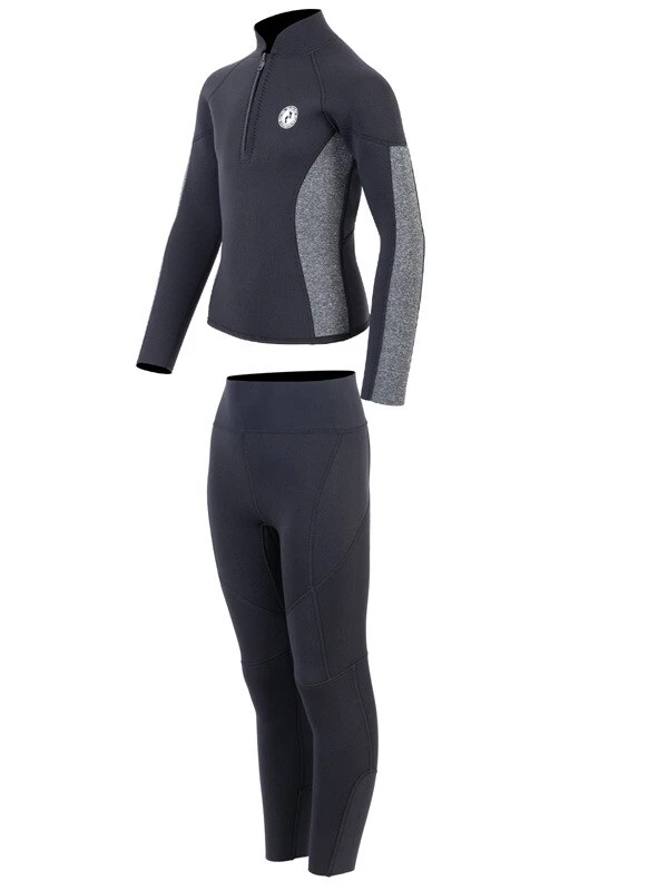 Two Bare Feet Junior Perspective Half Zip 2.5mm Wetsuit Jacket And Pants Set (Black/Grey) - Image 3