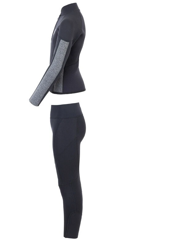 Two Bare Feet Junior Perspective Half Zip 2.5mm Wetsuit Jacket And Pants Set (Black/Grey) - Image 4