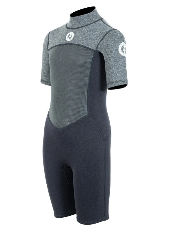 Two Bare Feet Thunderclap Pro 3/2mm Junior Shorty Wetsuit (Black/Delta Grey) 2 Two Bare Feet Thunderclap Pro 3/2mm Junior Shorty Wetsuit (Black/Delta Grey) - Image 2