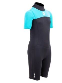 Two Bare Feet Thunderclap 2.5mm Junior Shorty Wetsuit (Aqua / Black) -Ocean Glide Ready kids thunderclap shorty wetsuit aqua 8