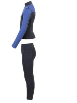 Two Bare Feet Junior Aspect Fleece Lined Zipless Thermal 2.5mm Superstretch Wetsuit Top & Pants Set (Black/Blue) -Ocean Glide Ready kq9jcv r