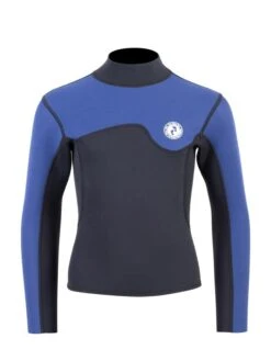 Two Bare Feet Junior Aspect Fleece Lined Zipless Thermal 2.5mm Superstretch Wetsuit Top & Shorts Set (Black/Blue) -Ocean Glide Ready kqw6ct x