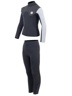 Two Bare Feet Junior Aspect Fleece Lined Zipless Thermal 2.5mm Superstretch Wetsuit Top & Pants Set (Black/Grey/Grey) 10 Two Bare Feet Junior Aspect Fleece Lined Zipless Thermal 2.5mm Superstretch Wetsuit Top & Pants Set (Black/Grey/Grey) -Ocean Glide Ready ky41ji 0 1