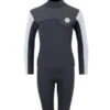 Two Bare Feet Junior Aspect Fleece Lined Zipless Thermal 2.5mm Superstretch Wetsuit Top & Shorts Set (Black/Grey/Grey)