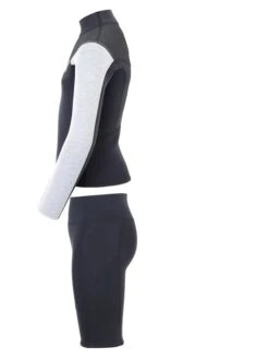 Two Bare Feet Junior Aspect Fleece Lined Zipless Thermal 2.5mm Superstretch Wetsuit Top & Shorts Set (Black/Grey/Grey) -Ocean Glide Ready kzgrav 0