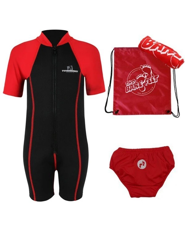 Premier Baby Swim Kit - Lycra Arm Wetsuit + Swim Nappy + Towel + Bag (Red) 1 Premier Baby Swim Kit - Lycra Arm Wetsuit + Swim Nappy + Towel + Bag (Red)