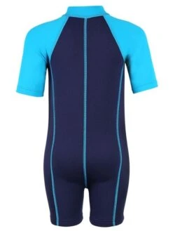 Deluxe Baby Swim Kit - Lycra Arm Wetsuit + Swim Nappy + Bag (Aqua) -Ocean Glide Ready lycra armed baby blue.aqua back 1 1 1 1
