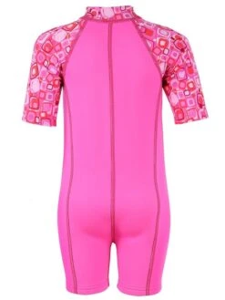 Premier Baby Swim Kit - Patterned Lycra Arm Wetsuit + Nappy Shorts + Towel + Bag (Pink) 7 Premier Baby Swim Kit - Patterned Lycra Arm Wetsuit + Nappy Shorts + Towel + Bag (Pink) -Ocean Glide Ready lycra armed baby patterned pink back 4 2
