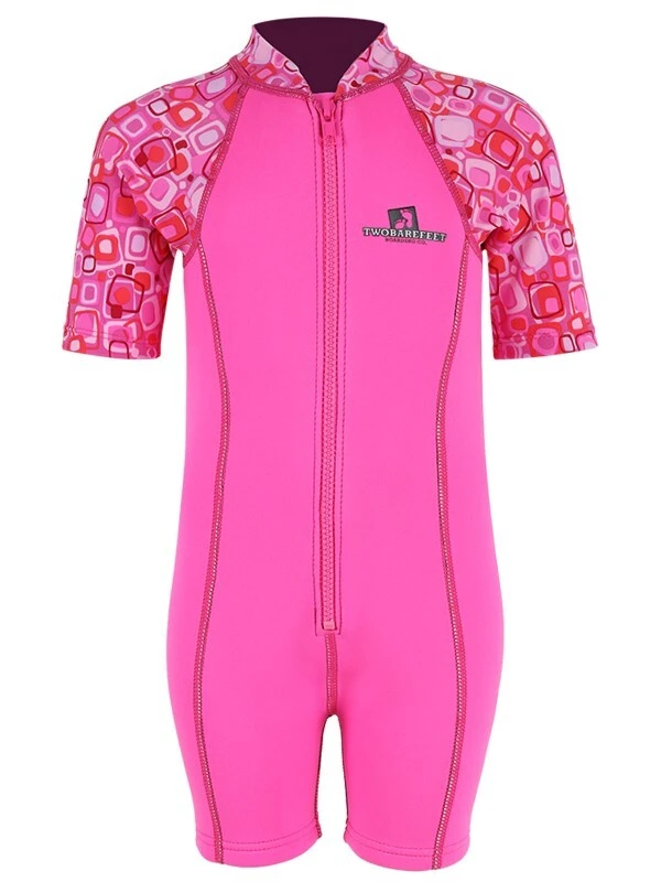 Deluxe Baby Swim Kit - Patterned Lycra Arm Wetsuit + Nappy Shorts + Towel (Pink) 2 Deluxe Baby Swim Kit - Patterned Lycra Arm Wetsuit + Nappy Shorts + Towel (Pink) - Image 2