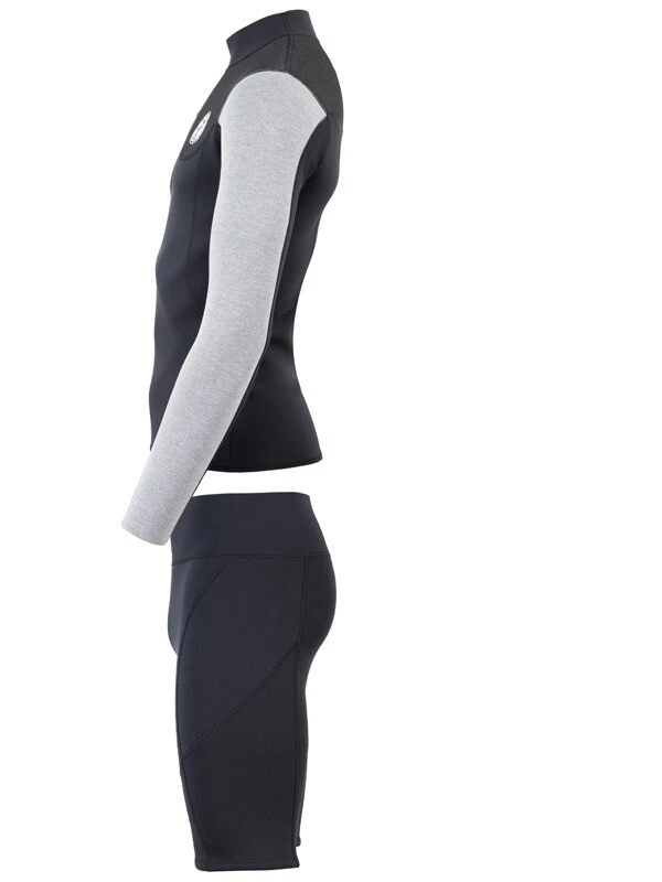 Two Bare Feet Mens Aspect Fleece Lined Zipless Thermal 2.5mm Superstretch Wetsuit Top & Shorts Set (Black/Grey/Grey) 4 Two Bare Feet Mens Aspect Fleece Lined Zipless Thermal 2.5mm Superstretch Wetsuit Top & Shorts Set (Black/Grey/Grey) - Image 4