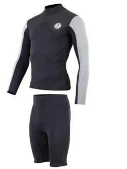 Two Bare Feet Mens Aspect Fleece Lined Zipless Thermal 2.5mm Superstretch Wetsuit Top & Shorts Set (Black/Grey/Grey) 10 Two Bare Feet Mens Aspect Fleece Lined Zipless Thermal 2.5mm Superstretch Wetsuit Top & Shorts Set (Black/Grey/Grey) -Ocean Glide Ready m0v21b b