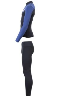 Two Bare Feet Mens Aspect Fleece Lined Zipless Thermal 2.5mm Superstretch Wetsuit Top & Pants Set (Black/Blue) -Ocean Glide Ready m165yc b