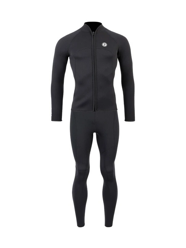 Two Bare Feet Mens Heritage Full Zip 3mm Wetsuit Jacket & Pants Set (Black)