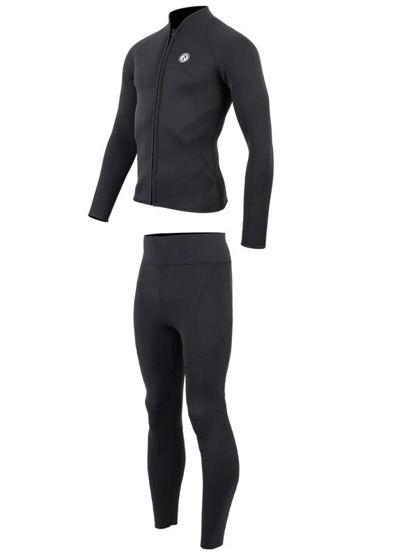 Two Bare Feet Mens Heritage Full Zip 3mm Wetsuit Jacket & Pants Set (Black) - Image 3