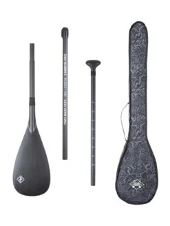 Two Bare Feet 3 Piece Carbon Pro SUP Paddle & Bag Package (Black)