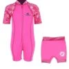 Essentials Baby Swim Kit - Patterned Lycra Arm Wetsuit + Nappy Shorts (Pink)