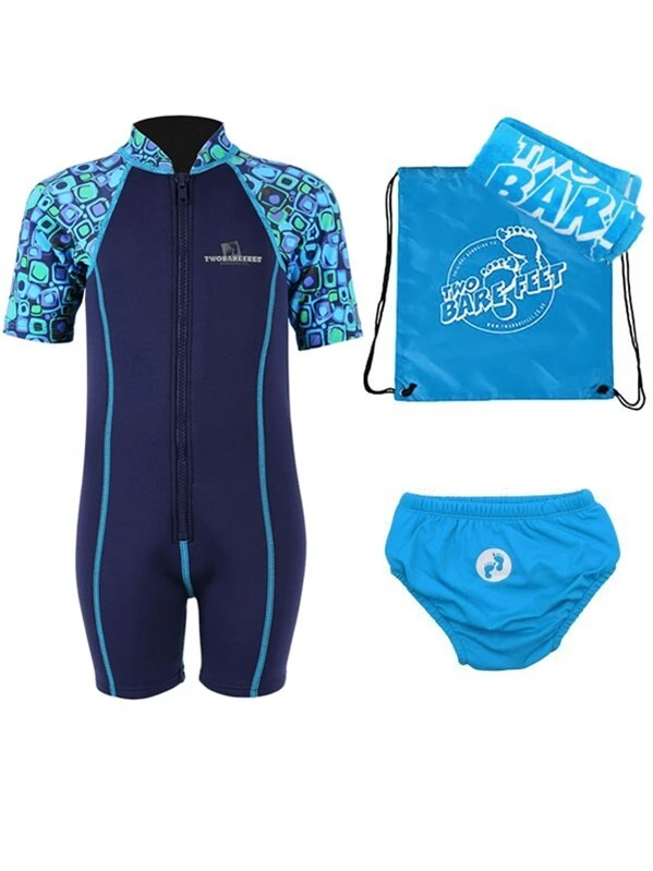 Premier Baby Swim Kit - Patterned Lycra Arm Wetsuit + Swim Nappy + Towel + Bag (Aqua) 1 Premier Baby Swim Kit - Patterned Lycra Arm Wetsuit + Swim Nappy + Towel + Bag (Aqua)