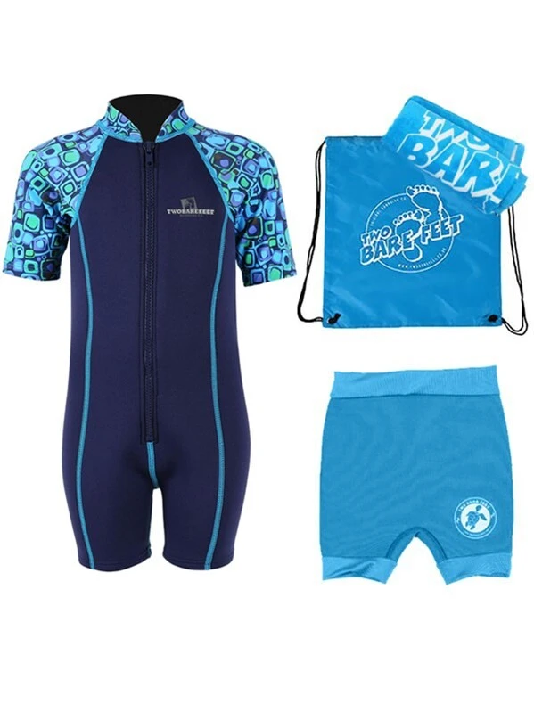 Premier Baby Swim Kit - Patterned Lycra Arm Wetsuit + Nappy Shorts + Towel + Bag (Aqua) 1 Premier Baby Swim Kit - Patterned Lycra Arm Wetsuit + Nappy Shorts + Towel + Bag (Aqua)