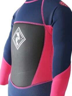 Two Bare Feet Squadron 3/2mm Short Leg Spring Junior Wetsuit (Blue/Fuchsia) 17 Two Bare Feet Squadron 3/2mm Short Leg Spring Junior Wetsuit (Blue/Fuchsia) -Ocean Glide Ready pink navy detail
