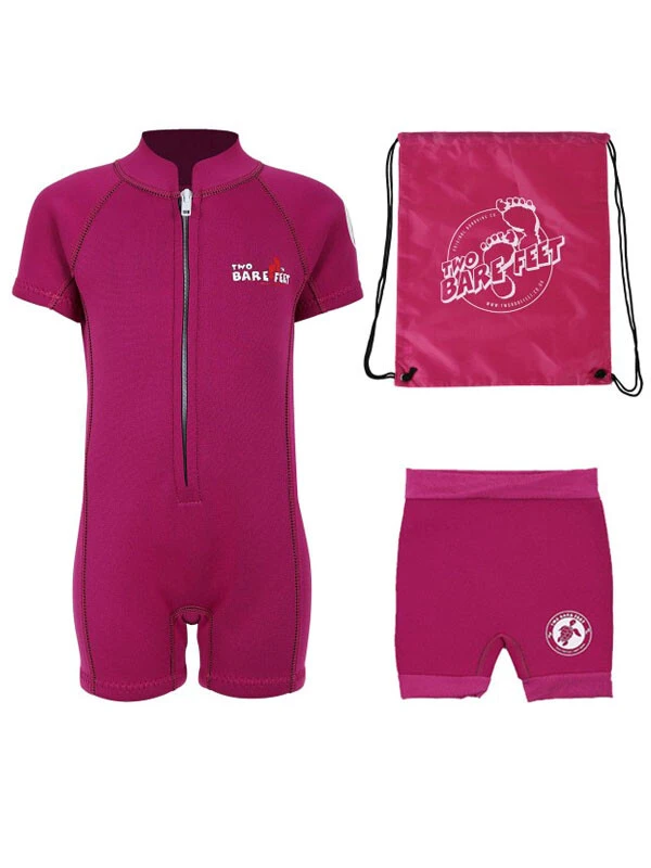 Deluxe Baby Swim Kit - Classic Wetsuit + Nappy Shorts + Bag (Raspberry) 1 Deluxe Baby Swim Kit - Classic Wetsuit + Nappy Shorts + Bag (Raspberry)