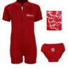 Deluxe Baby Swim Kit - Classic Wetsuit + Swim Nappy + Towel (Red)