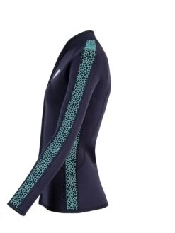 Two Bare Feet Womens Silicone Print Series Full Zip 2.5mm Wetsuit Jacket (Black/Mint) -Ocean Glide Ready silicone series jacket mint 3