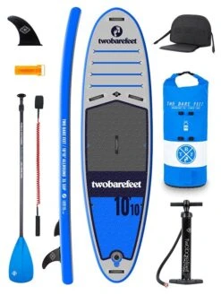 Two Bare Feet Sport Air (Allround XL) 10'10" X 33" X 6" Inflatable SUP Deluxe Fibreglass Hybrid Pack (Blue)