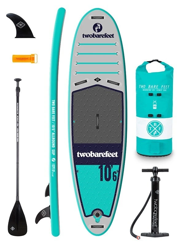 Two Bare Feet Sport Air (Allround) 10'6" X 33" X 4.75" Inflatable SUP Starter Pack (Teal) 1 Two Bare Feet Sport Air (Allround) 10'6" X 33" X 4.75" Inflatable SUP Starter Pack (Teal)